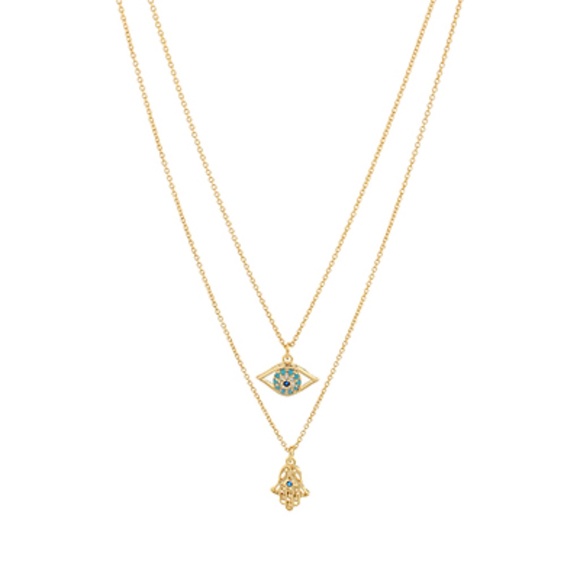 Layered Evil Eye Duo Necklace - Picture 1 of 6